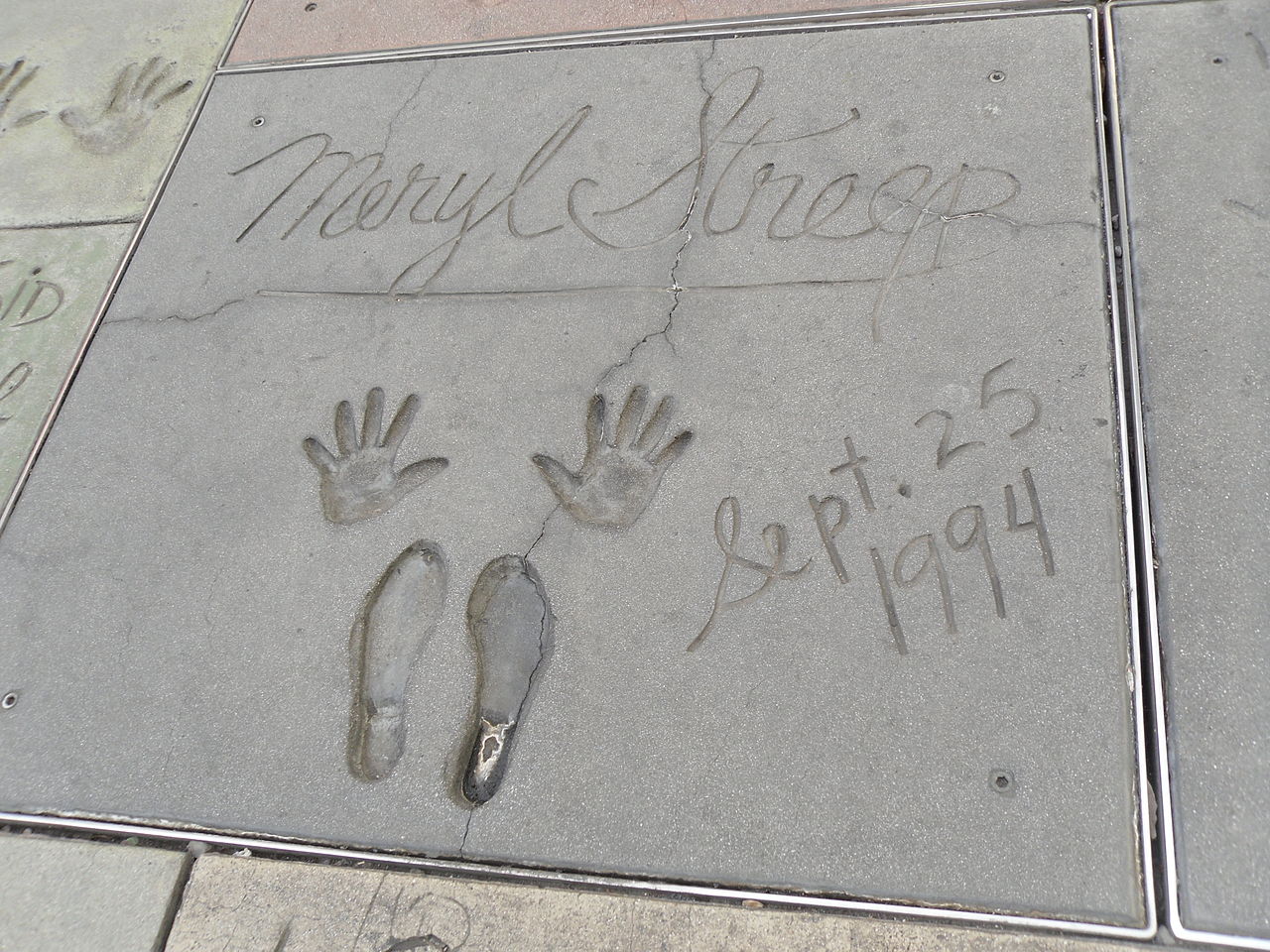 Meryl Streeps signature at Graumans Chinese Theatre Native Foreigner