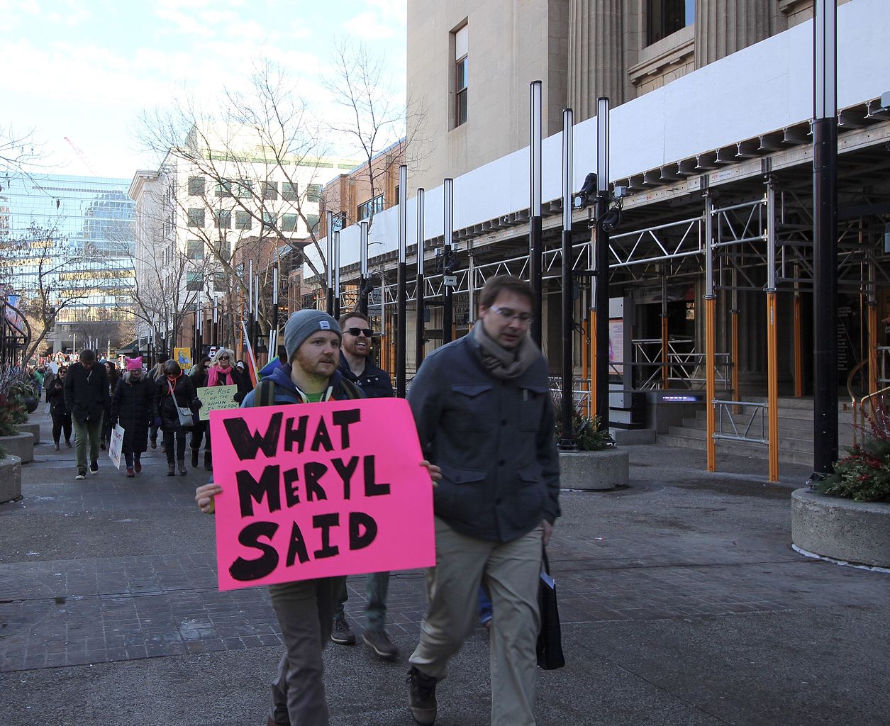 Calgary blogger Mike Morrison with his sign JMacPherson