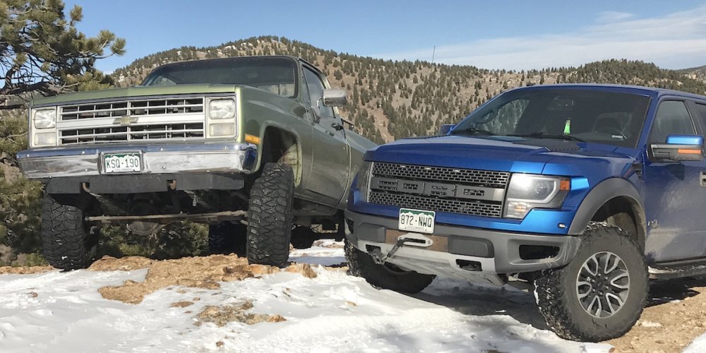 old vs new 2014 ford raptor 1985 chevy k10