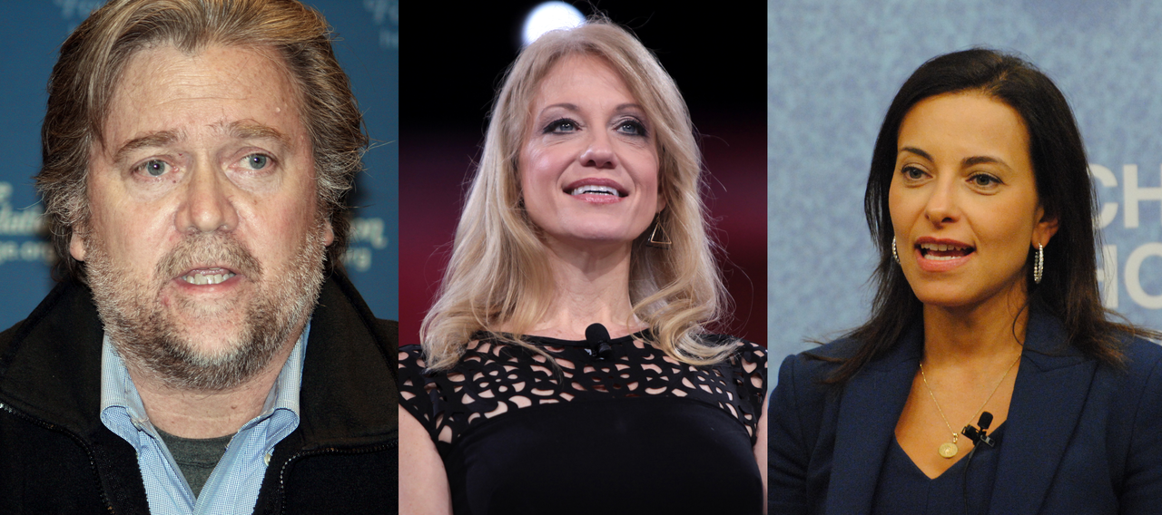 Steve Bannon Kellyanne Conway Dina Habib Powell photo courtesy of commons.wikimedia.org