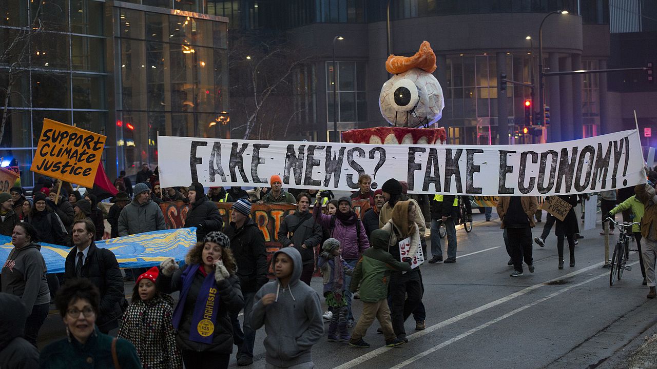 Inauguration day protest against Donald Trump photo Fibonacci Blue