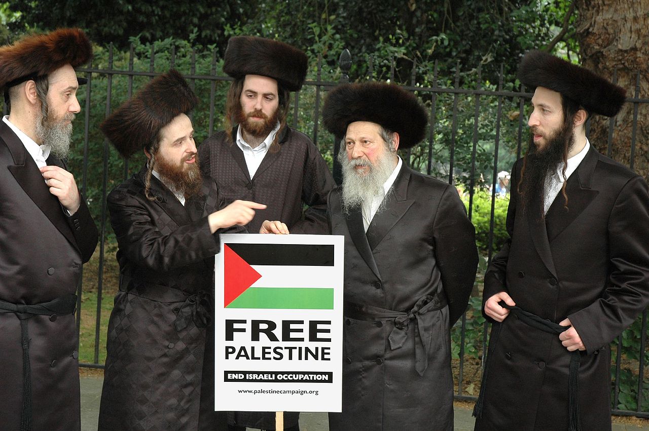 Members of Neturei Karta Orthodox Jewish group protest against Israel Peter