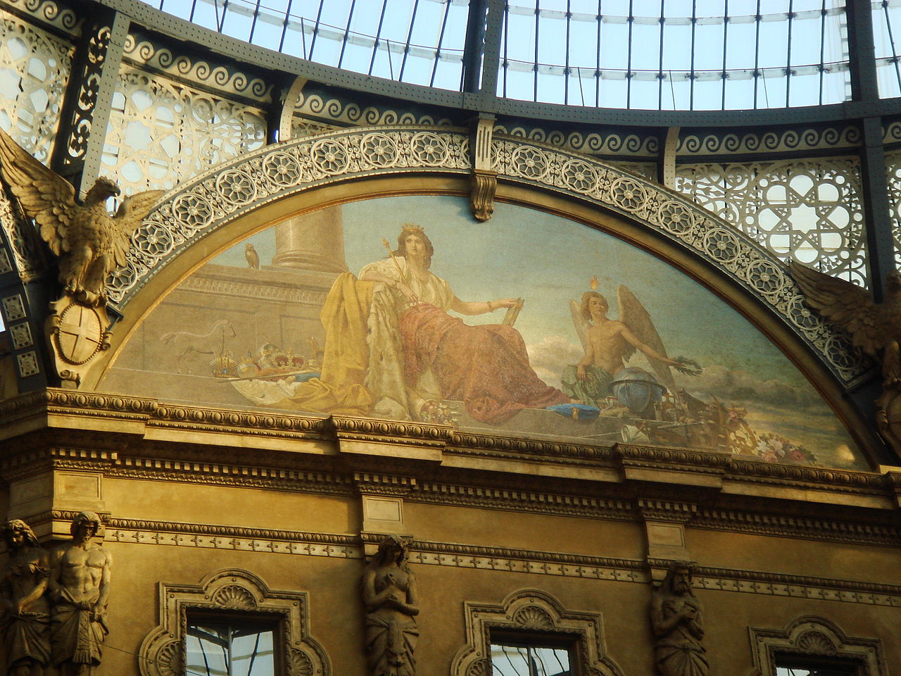 Allegorical mosaic Europe and her Genius Gallery Vittorio Emanuele II in Milan Italy by Giovanni DallOrto