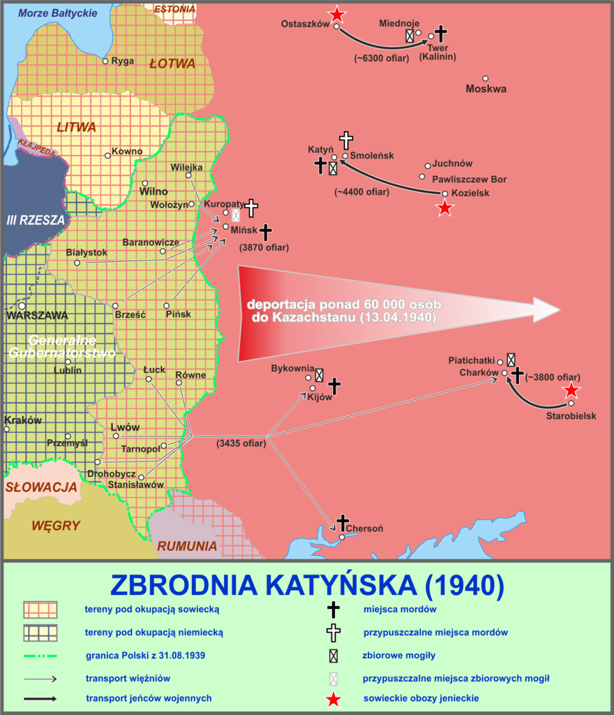 Map of the Massacre of Katyn, by Instytut Pamięci Narodowej (Polska)