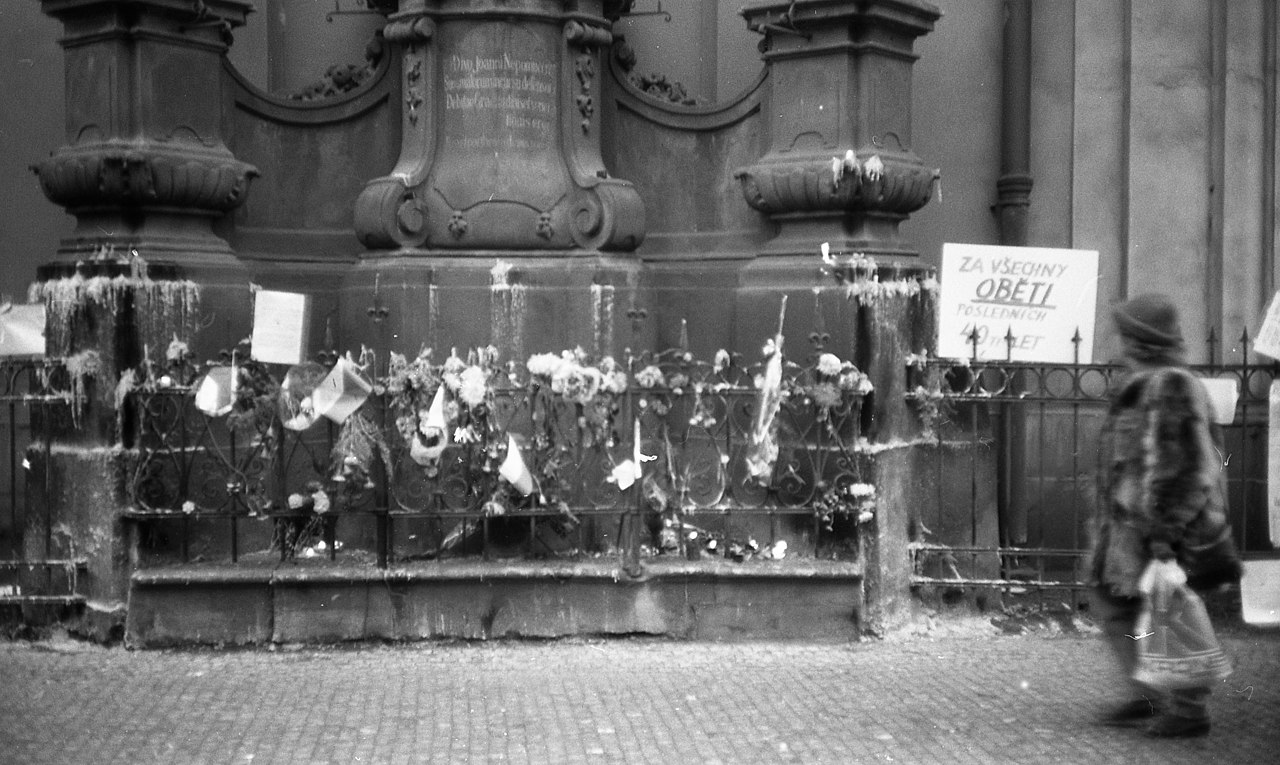 Street Photo from the Velvet Revolution in Prague 1989 by Josef Šrámek ml.