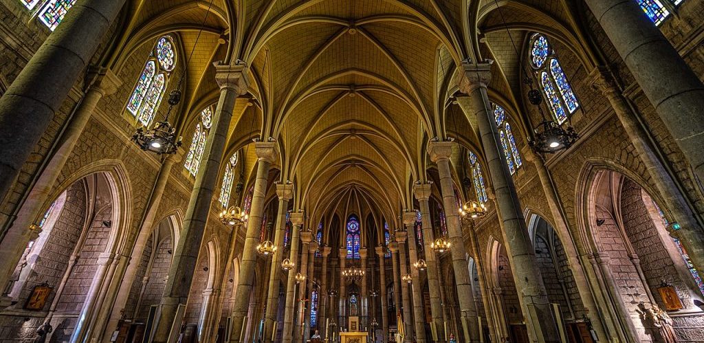 Interior of the Basilique Notre Dame a Nice France by Miguel Mendez