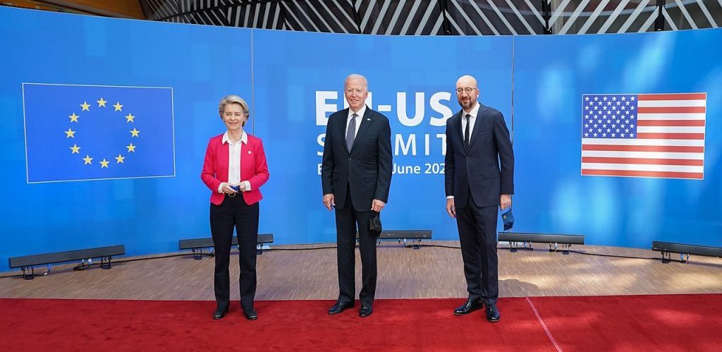 President Joe Biden with European Council President Charles Michel and European Commission President Ursula von der Leyen