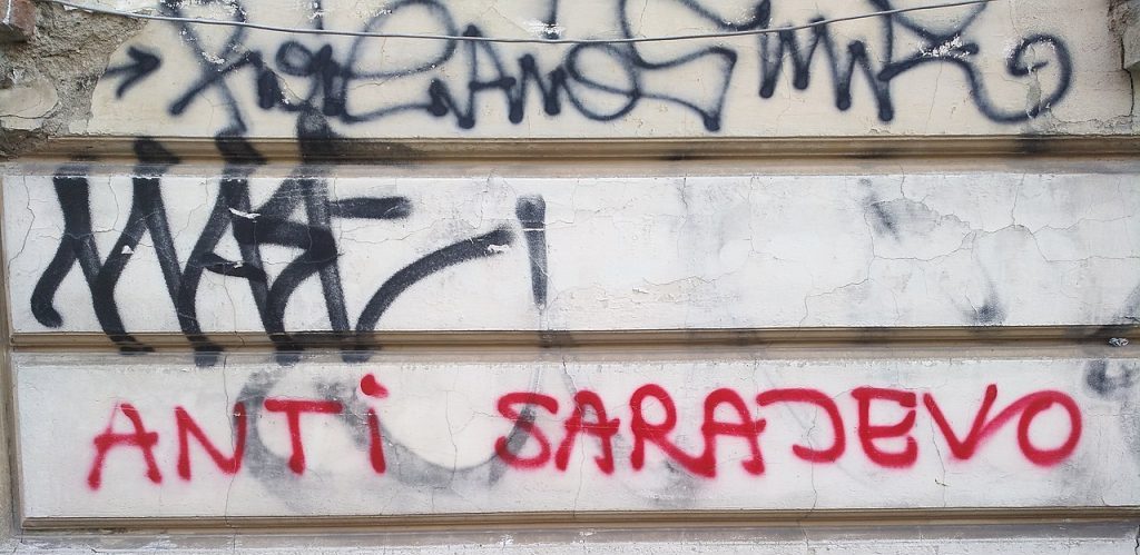 Anti Sarajevo Graffiti in Tuzla Bosnia and Herzegovina by Sebleouf