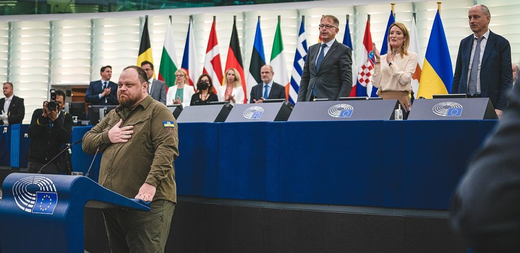 In his address to MEPs on Wednesday the Speaker of the Ukrainian Verkhovna Rada parliament Ruslan Stefanchuk called on the EU to endorse his countrys membership application by European Parliament