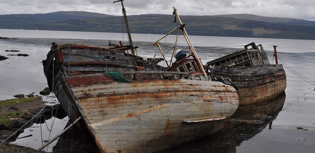 Abandoned sinking boats at Salen by Nick Mutton