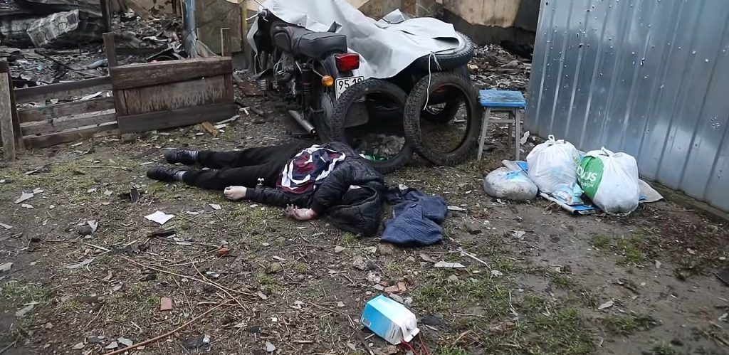 Killed woman in Bucha by Військове телебачення України