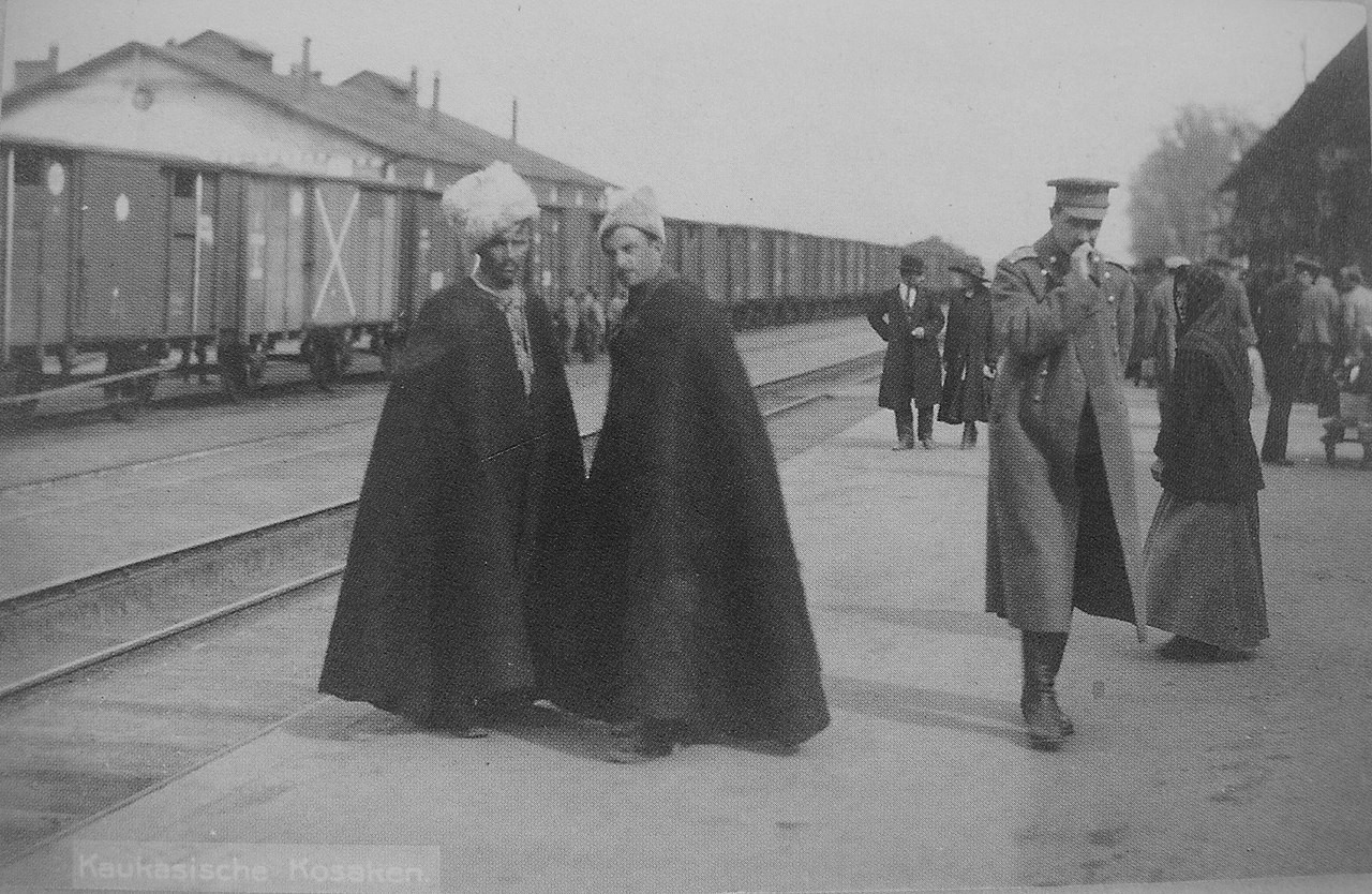 Odessa Railway Station. White Army Officer and Cossac by unknown author