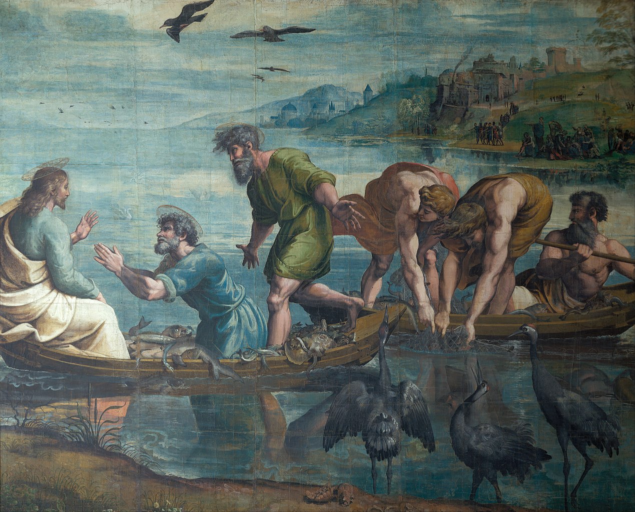 The Miraculous Draught of Fishes 1515 one of the seven remaining Raphael Cartoons for tapestries for the Sistine Chapel Victoria and Albert Museum Royal Collection