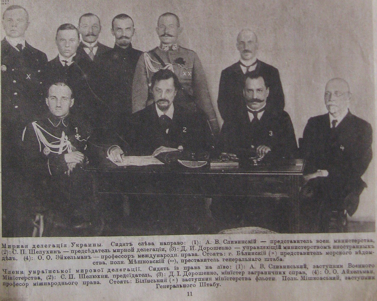 Ukrainian delegation for peace talks with Russian Soviet Republic 1918 Oko magazine 1918