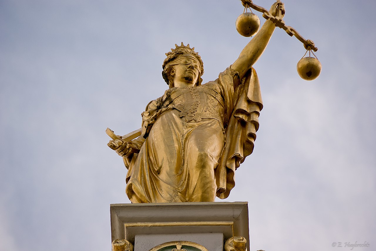 Golden Lady Justice, Bruges, Belgium, by Emmanuel Huybrechts