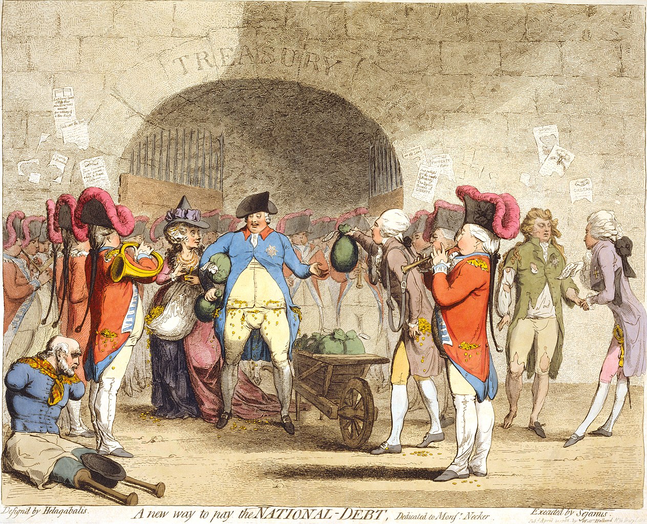 Nový způsob splácení státního dluhu, James Gillray, 1786