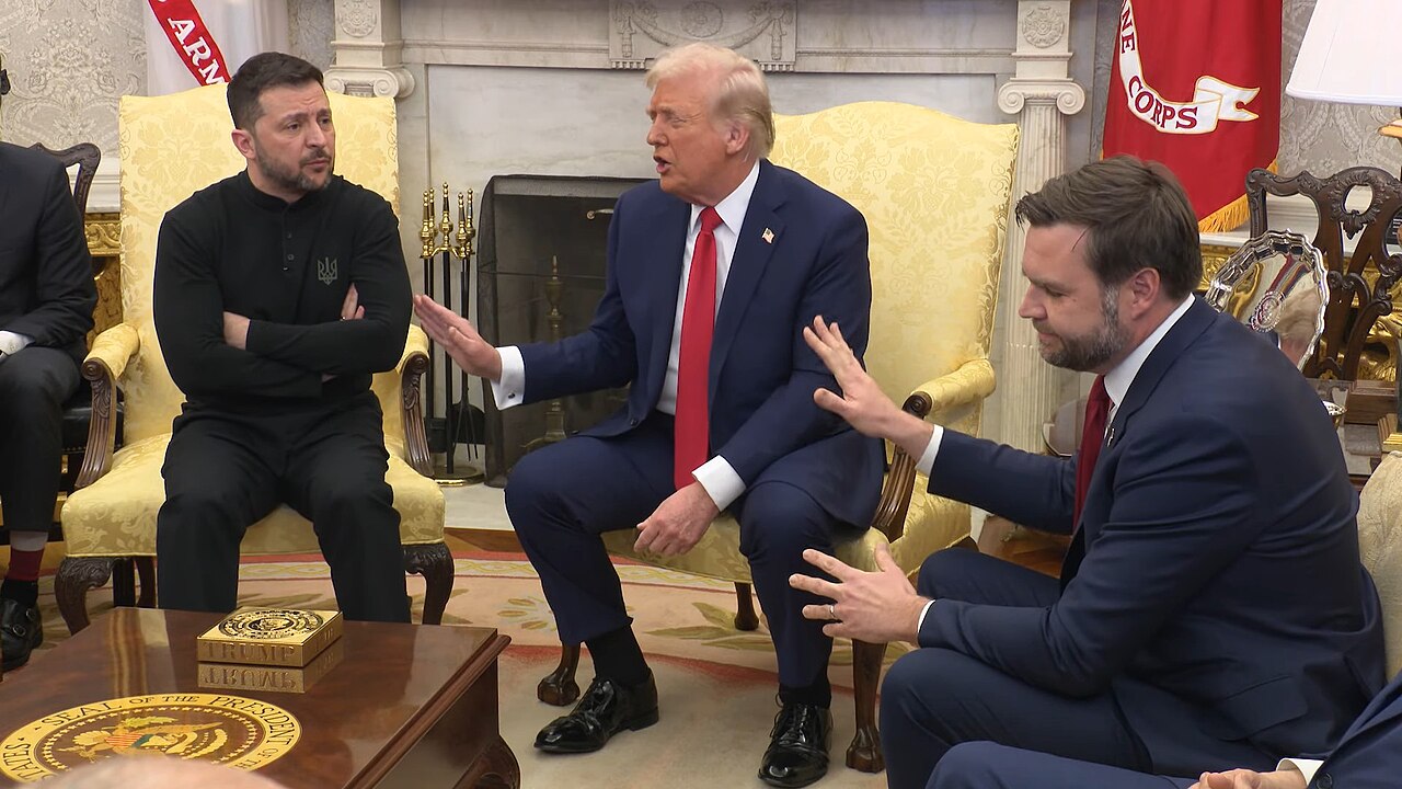 Střet D. Trumpa a JD Vanceho s ukrajinským prezidentem Zelenským během setkání v Oválné pracovně 28. února 2025, Bílý dům