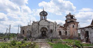 Remains of an Eastern Orthodox church after shelling near Donetsk International Airport e1464008003585