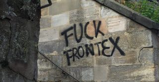 Graffiti Schriftzug Fuck Frontex in Bamberg Alexander Hauk